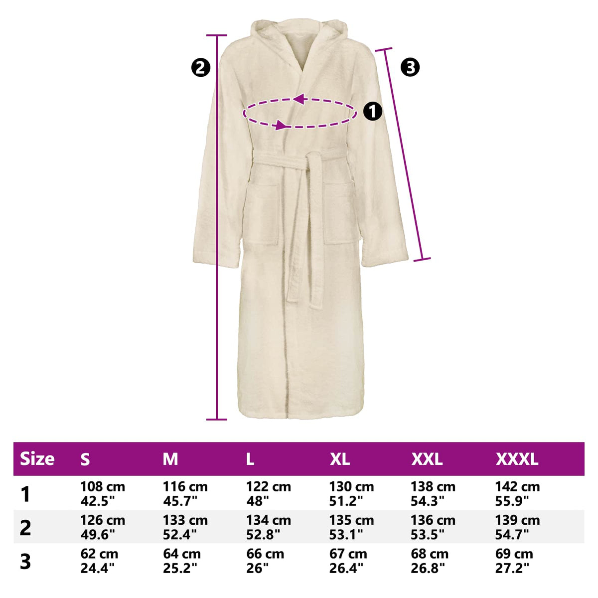 Bathrobe KINN Cream XXXL Cotton