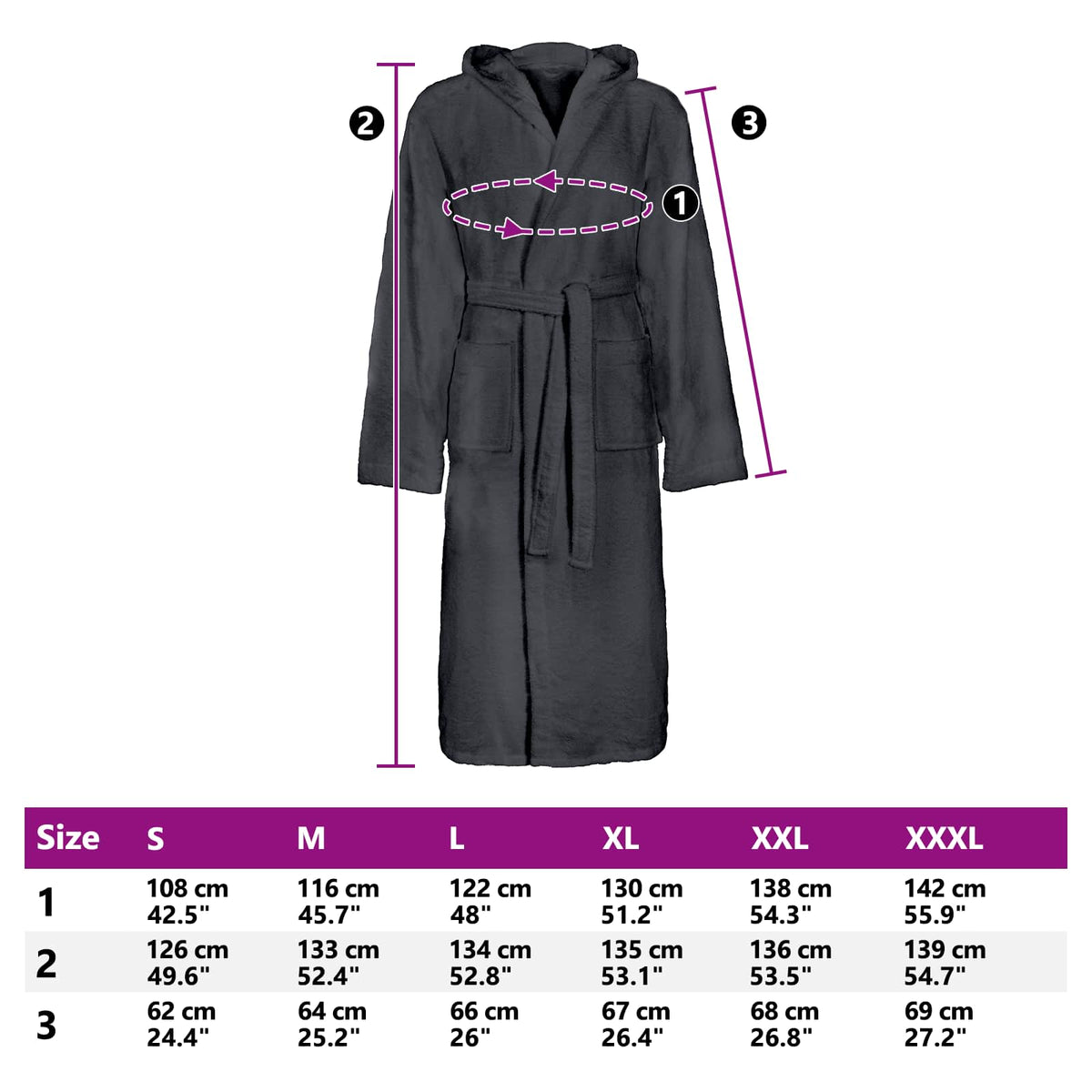 Bathrobe KINN Anthracite S Cotton
