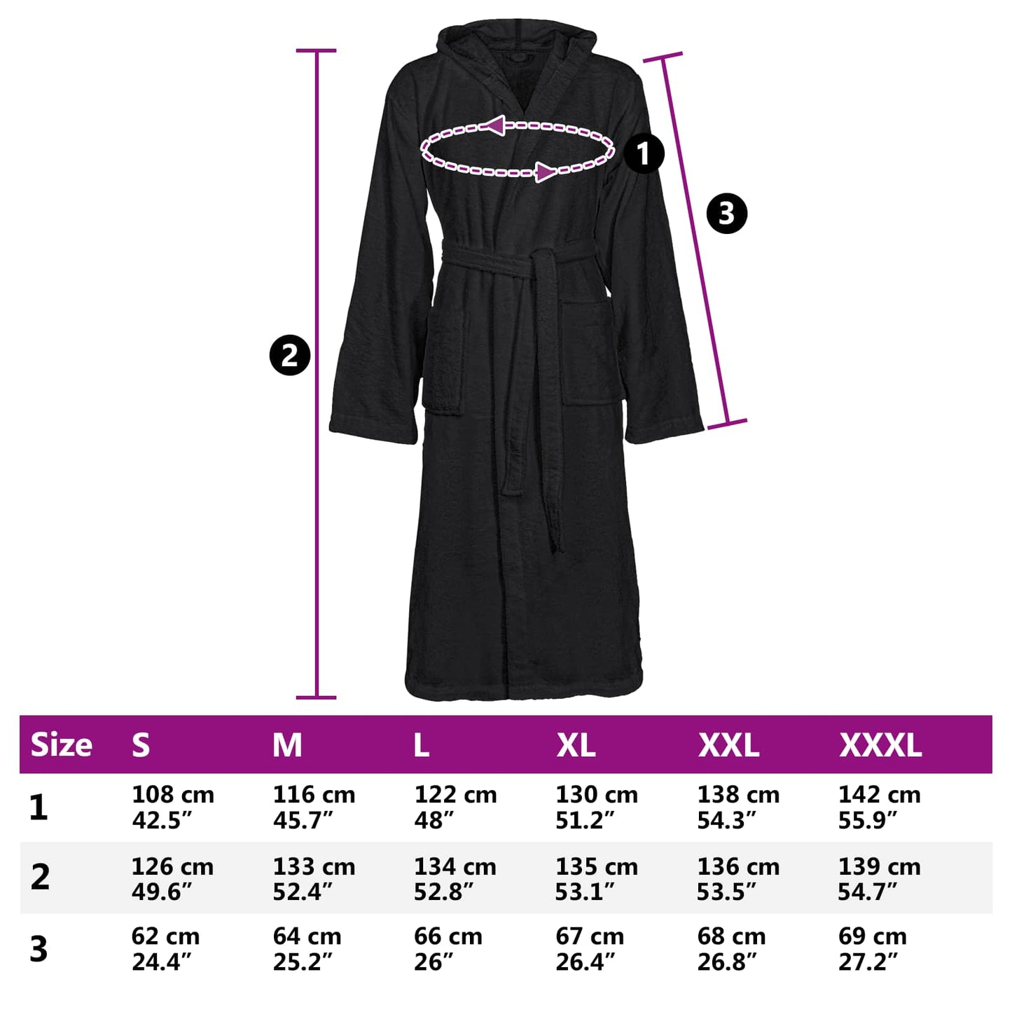 Bathrobe KINN Black L Cotton
