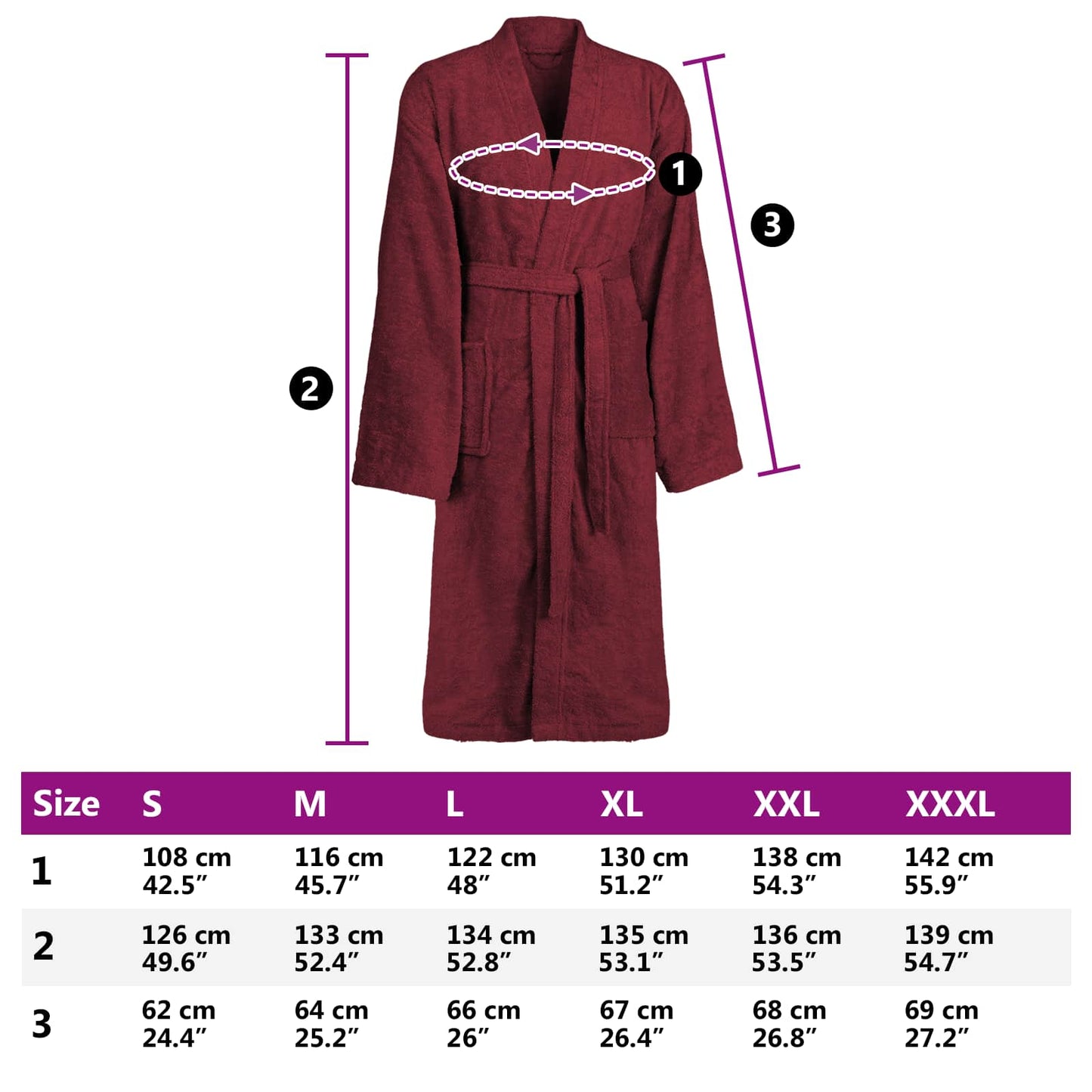 Bathrobe KINN Red XXL Cotton