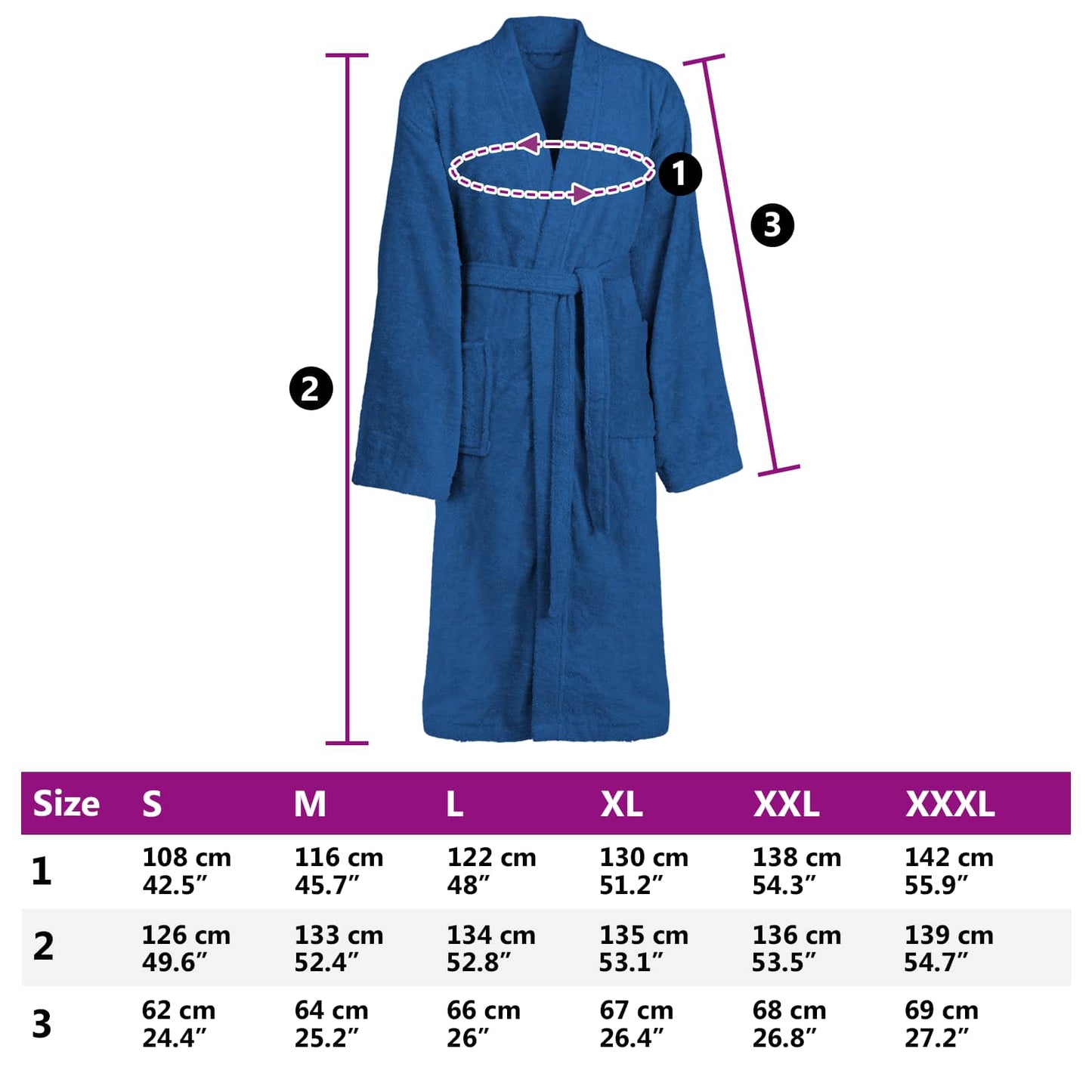 Bathrobe KINN Blue S Cotton