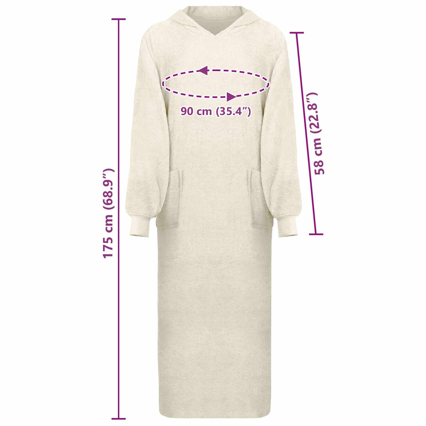 Blanket Hoodie KINN Cream XXL Cotton