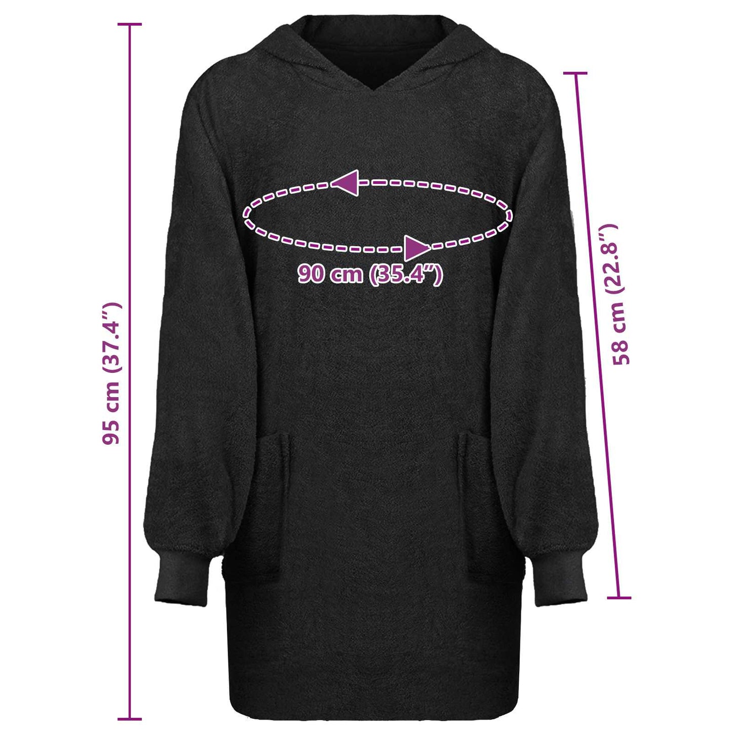 Blanket Hoodie KINN Black L Cotton