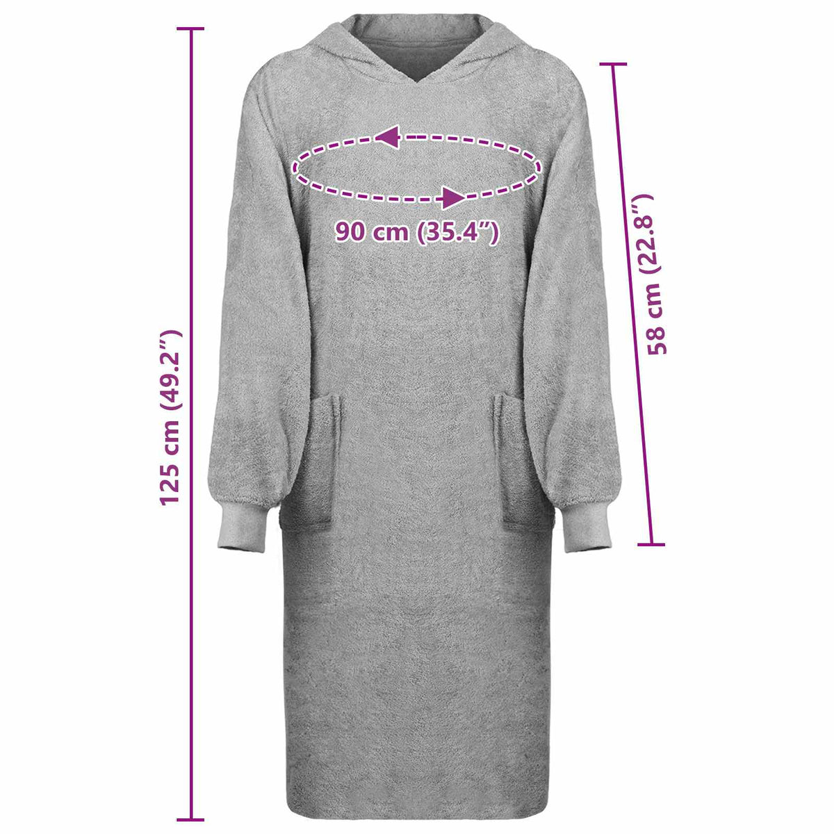 Blanket Hoodie KINN Grey XL Cotton