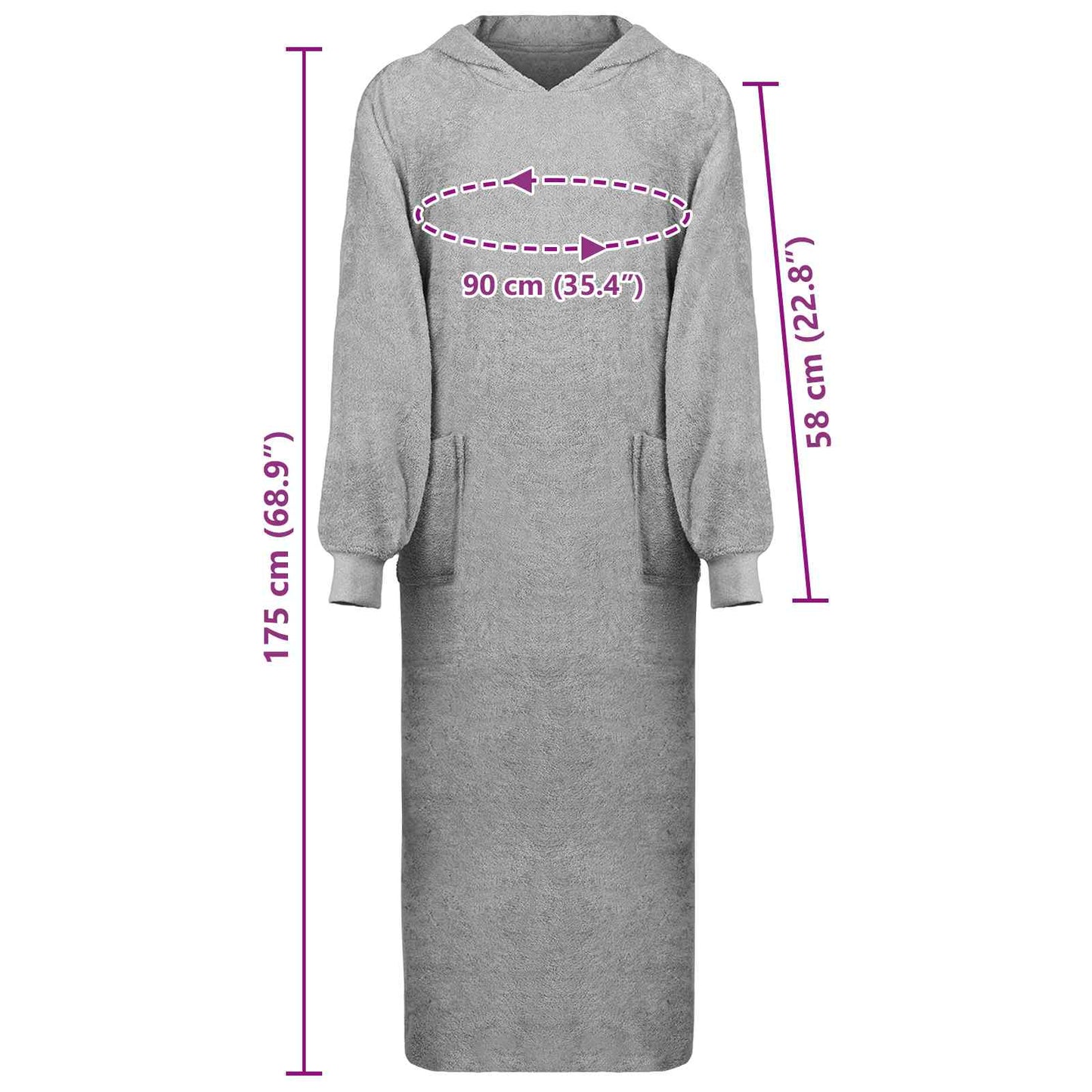 Blanket Hoodie KINN Grey XXL Cotton
