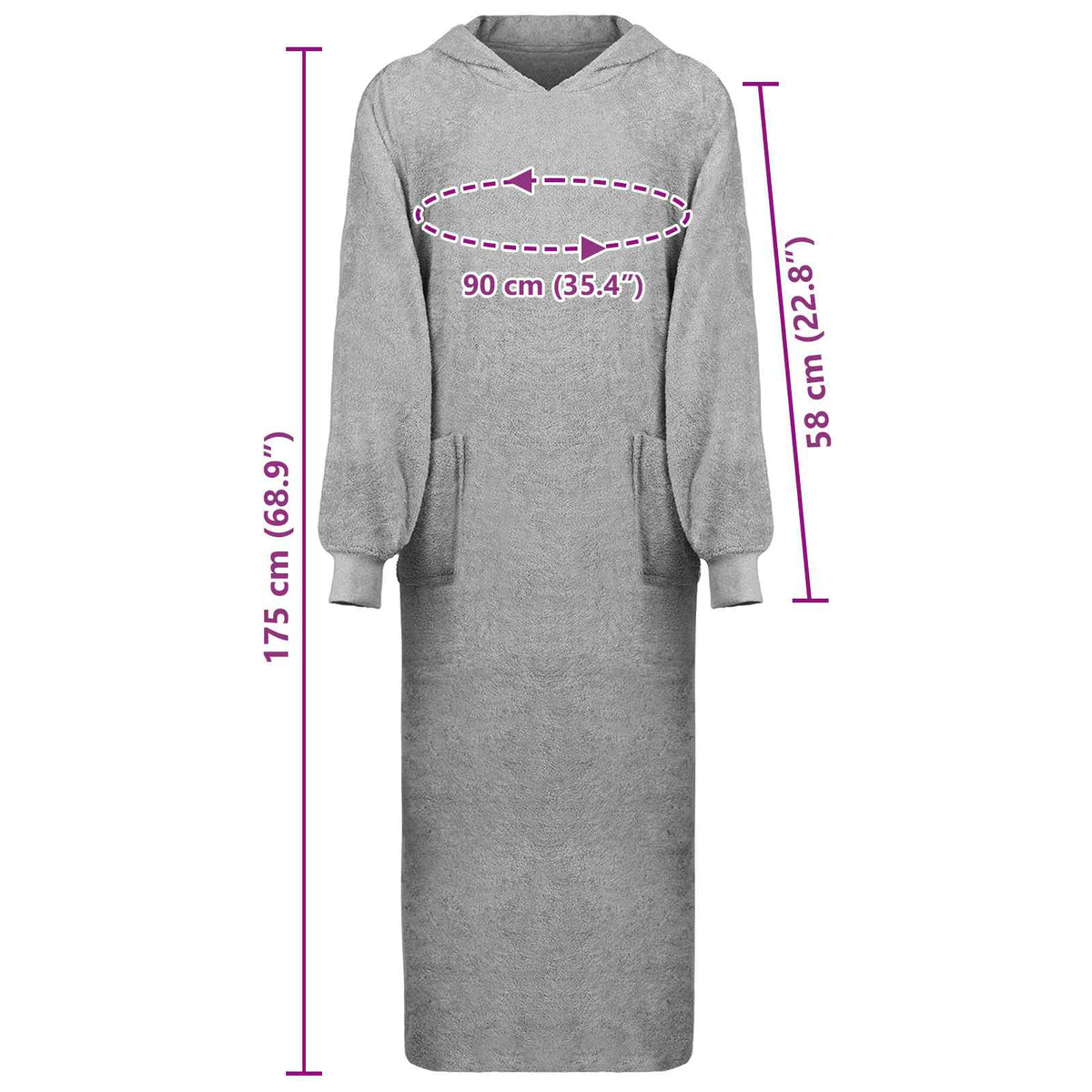 Blanket Hoodie KINN Grey XXL Cotton