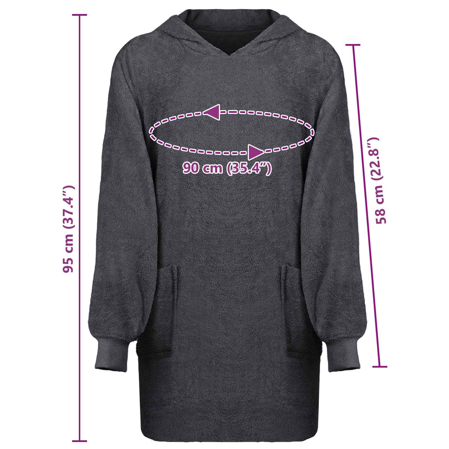Blanket Hoodie KINN Anthracite L Cotton