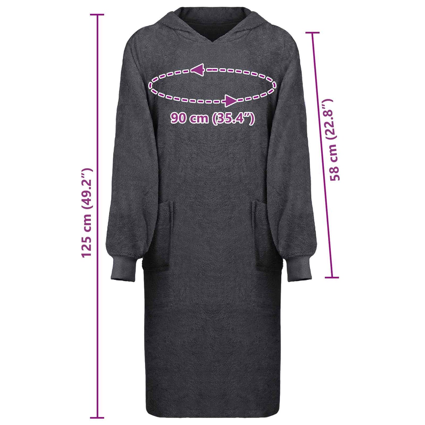 Blanket Hoodie KINN Anthracite XL Cotton