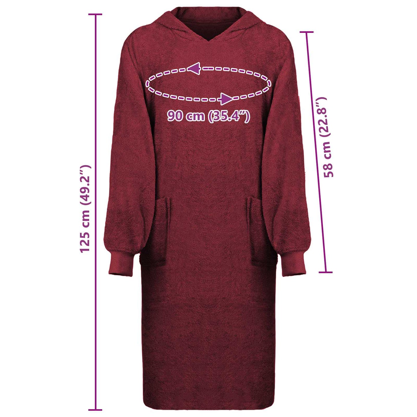 Blanket Hoodie KINN Red XL Cotton