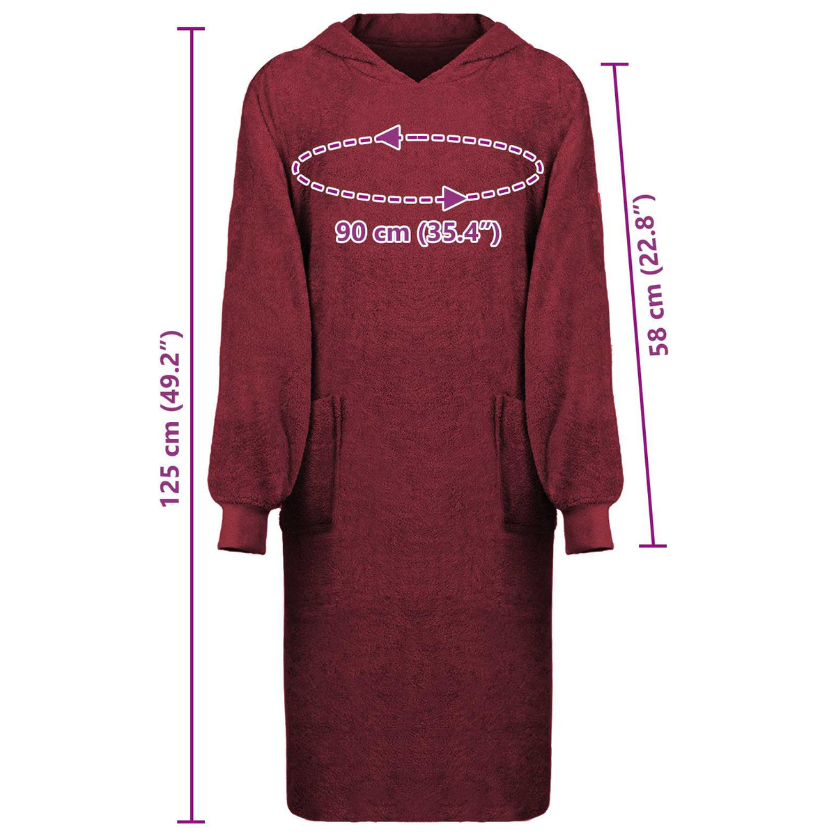 Blanket Hoodie KINN Red XL Cotton
