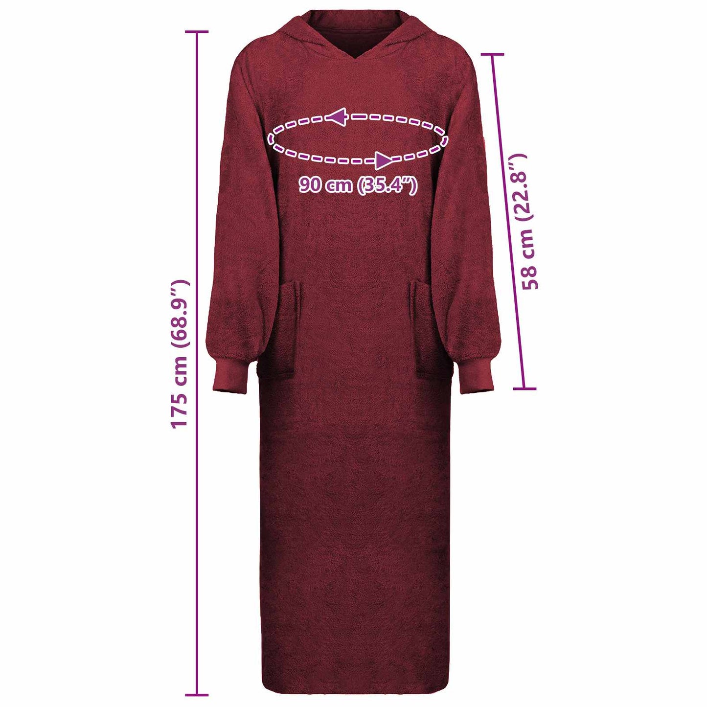 Blanket Hoodie KINN Red XXL Cotton
