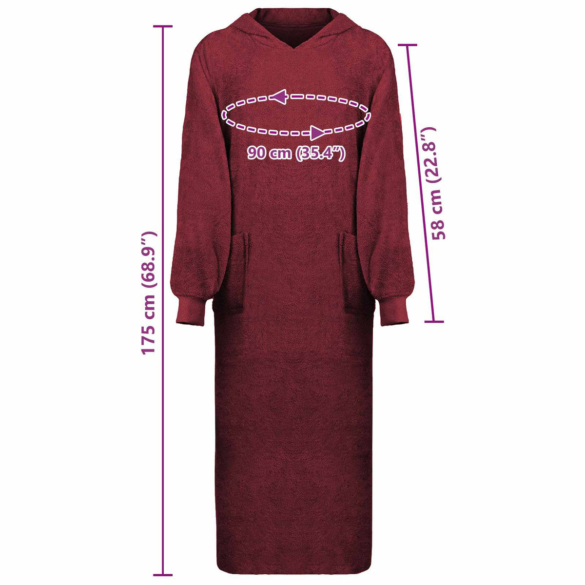 Blanket Hoodie KINN Red XXL Cotton