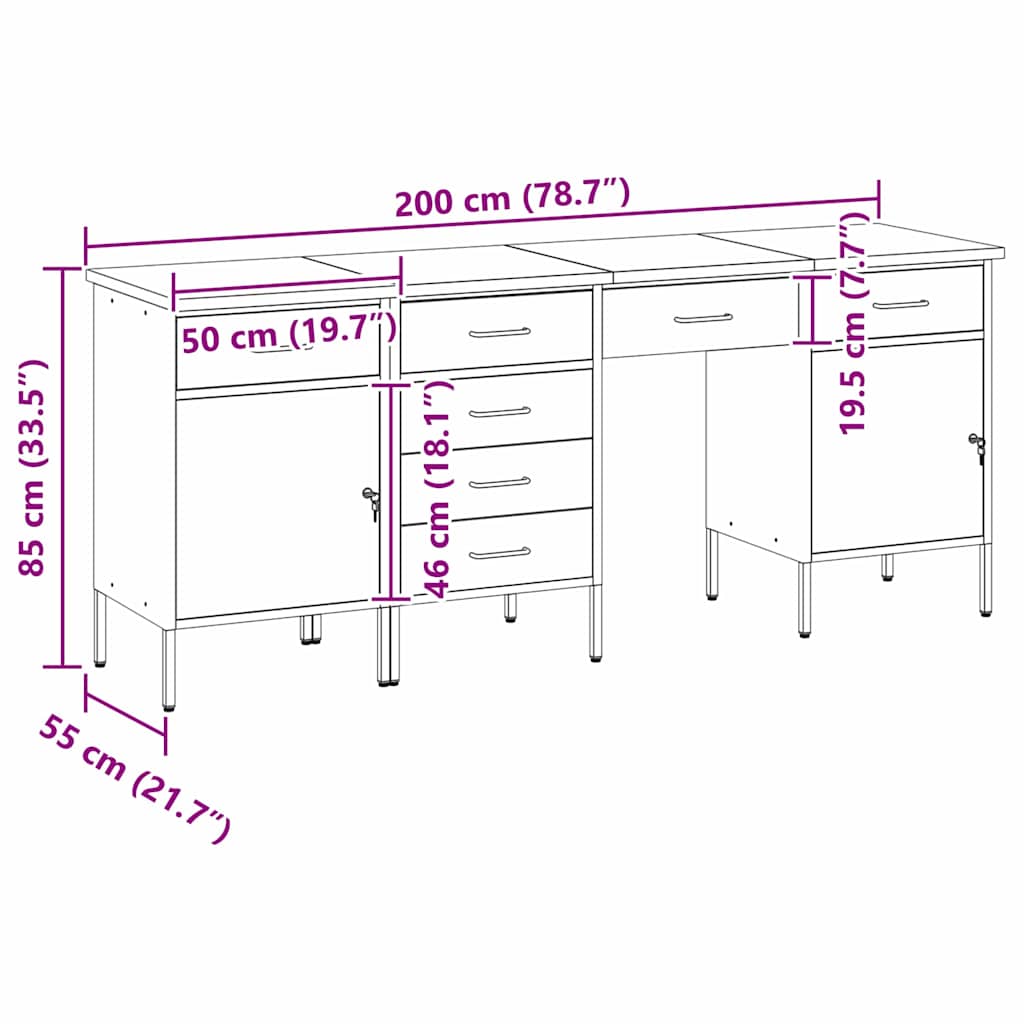 Work Cabinet with Drawer 4 pcs Red Engineered Wood and Steel