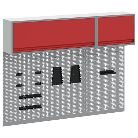 Tool Cabinet Set with Shelf with Storage 5 pcs Red Steel