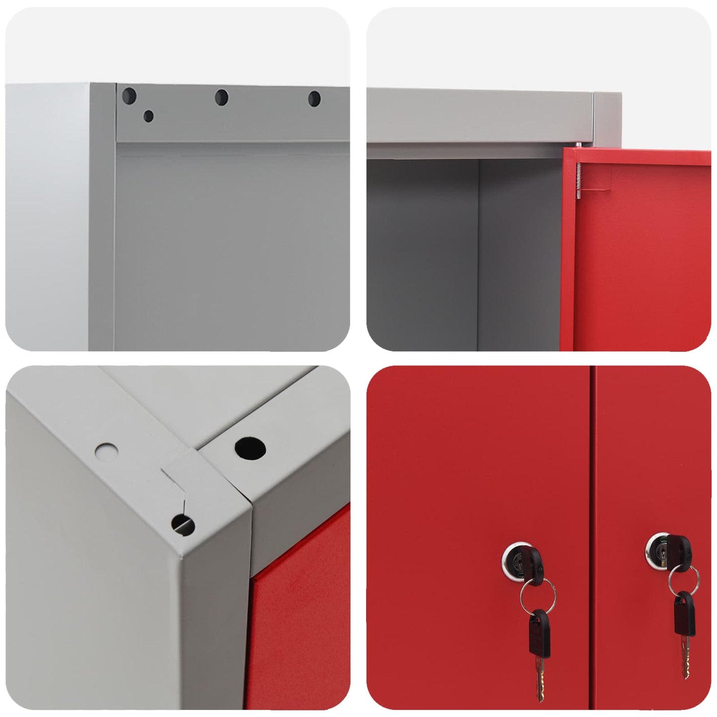 Work Cabinet with Drawer 10 pcs Red Engineered Wood and Steel