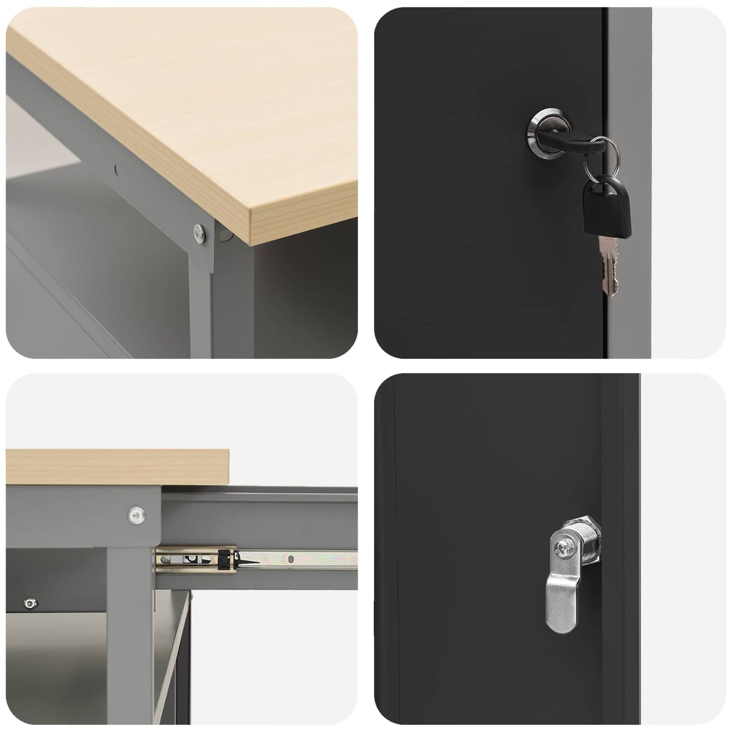 Work Cabinet Set with Drawer with Storage Manual 10 pcs Black