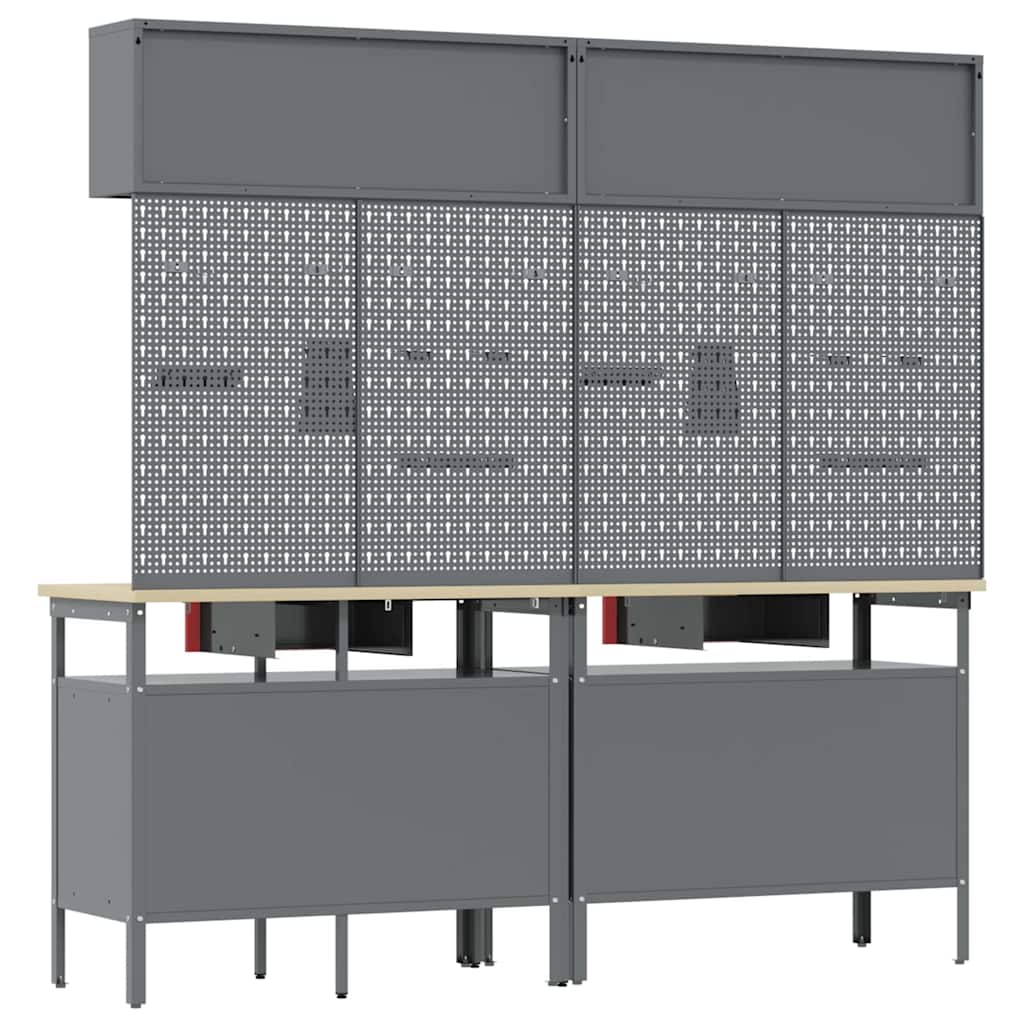 Work Bench Set 8 pcs Red and Grey Powder-Coated Steel