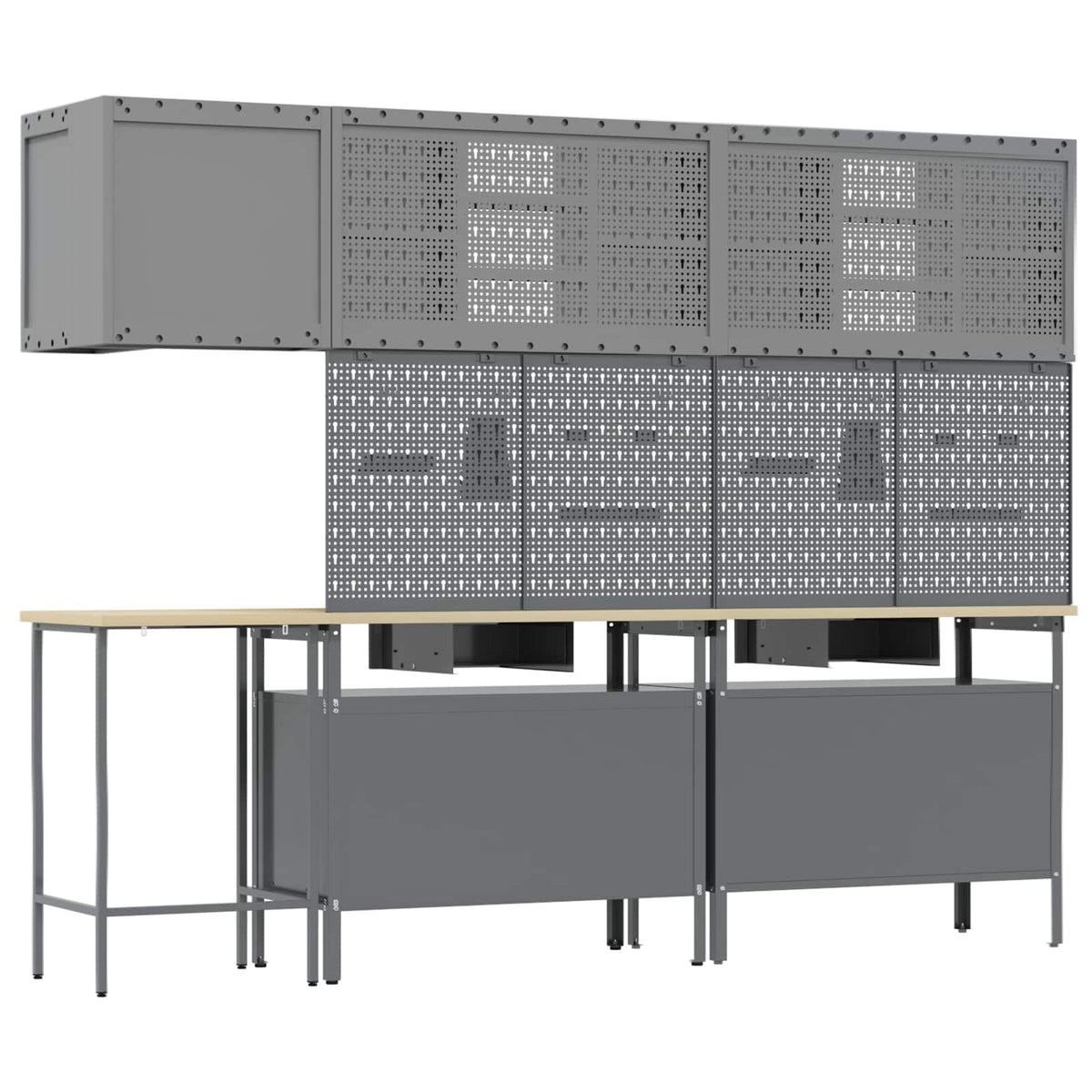 Work Cabinet Set with Drawer with Shelf 10 pcs Black and Grey