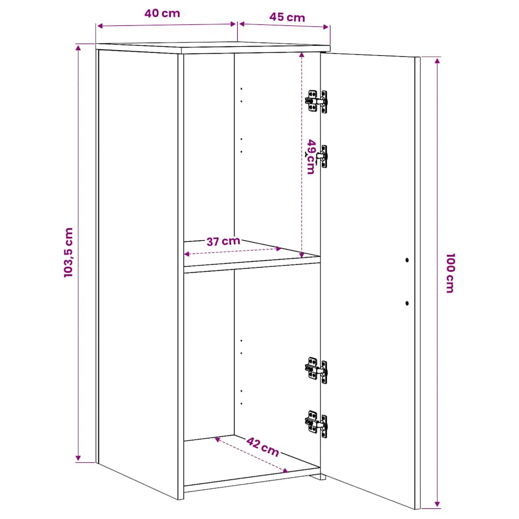 Storage Cabinet Artisan Oak 40x45x103.5 cm Engineered Wood