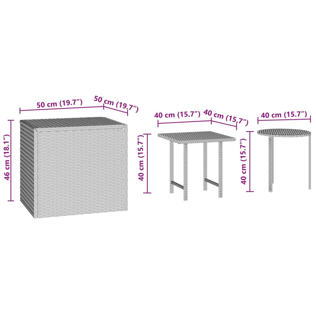 Garden Side Table | Brown | PE rattan | Small | Stackable