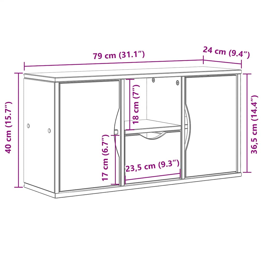 TV Cabinet with Drawer ODDA 79x24x40 cm Solid Wood Pine