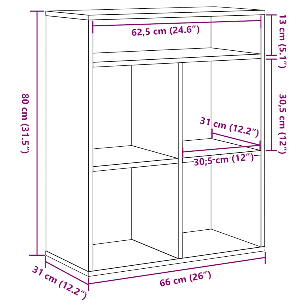 Book Cabinet Sonoma Oak 66x31x80 cm Engineered Wood