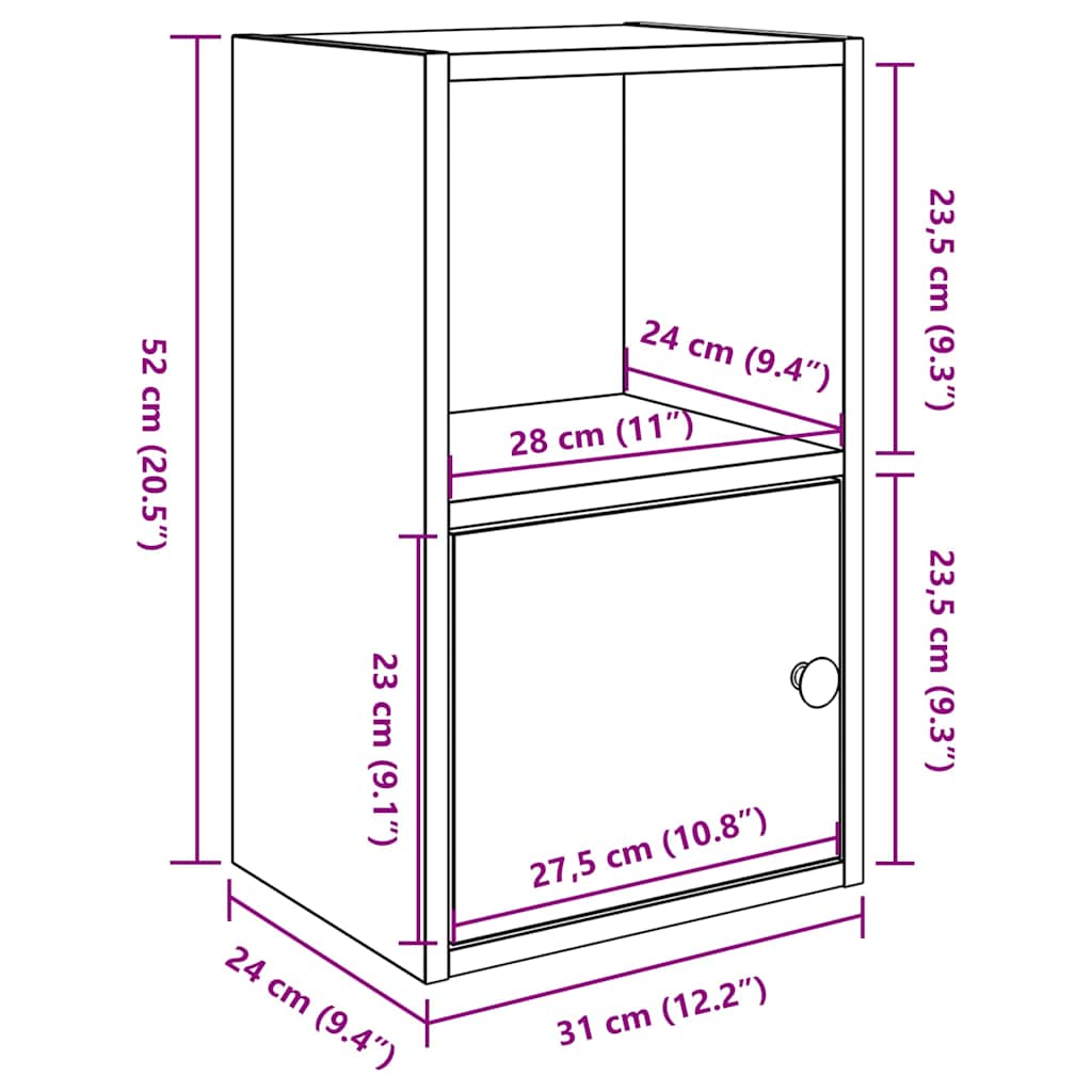 Bookcase Sonoma Oak 31x24x52 cm Engineered Wood