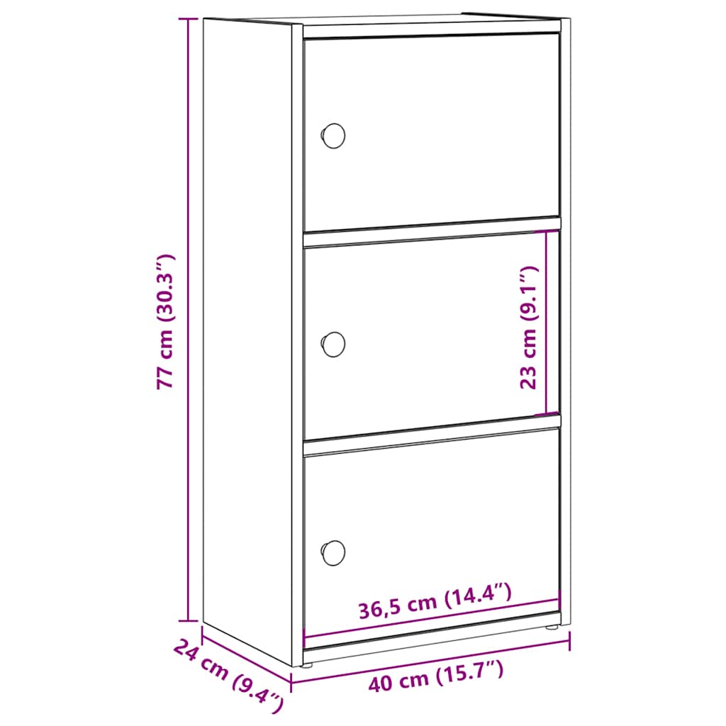 Bookcase White 40x24x77 cm Engineered Wood