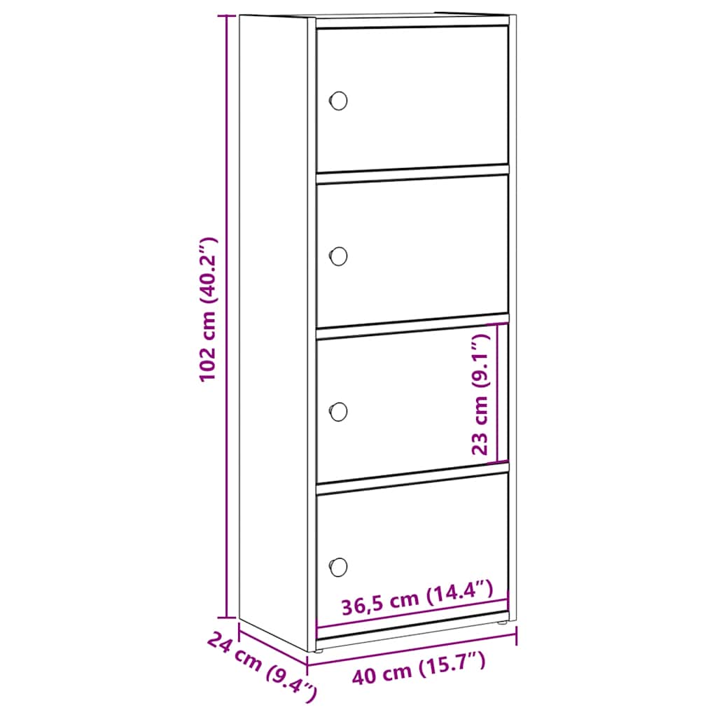 Bookcase Old Wood 40x24x102 cm Engineered Wood