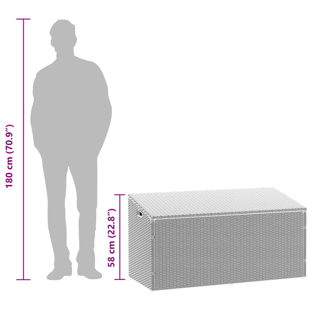 Garden Storage Box Light Grey 110x50x58 cm Poly Rattan