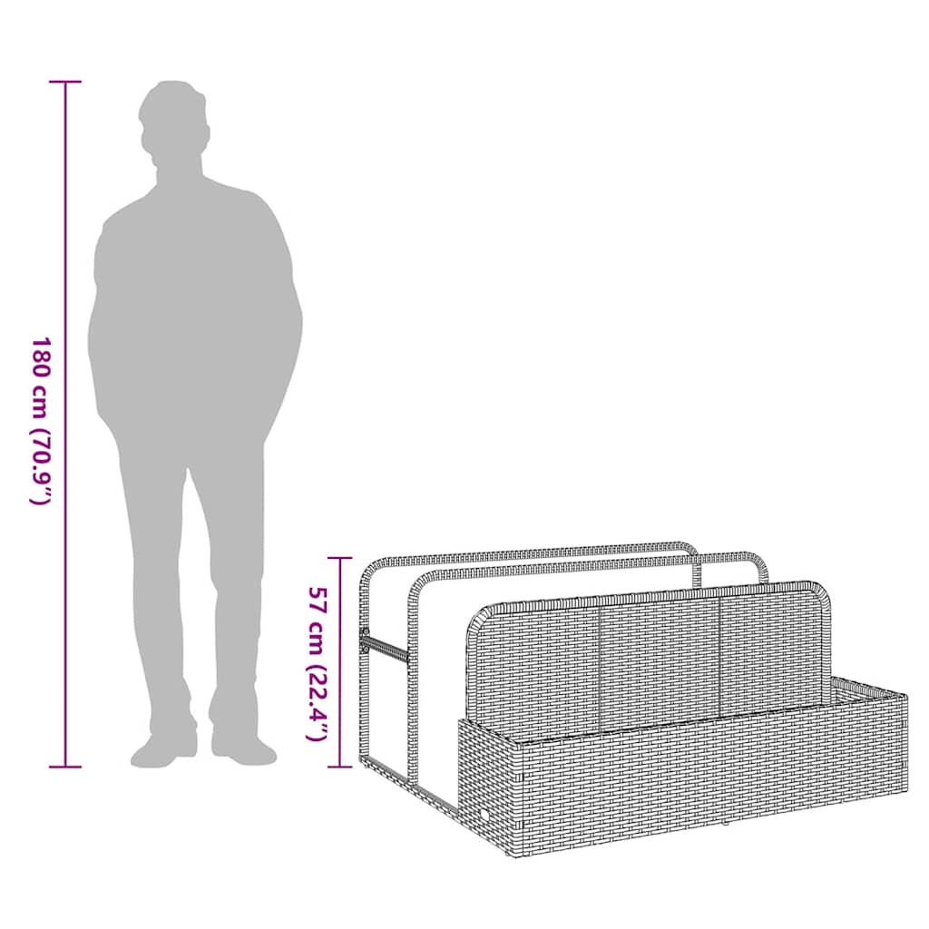 Poolside Float Storage Grey 110x100x57 cm Poly Rattan