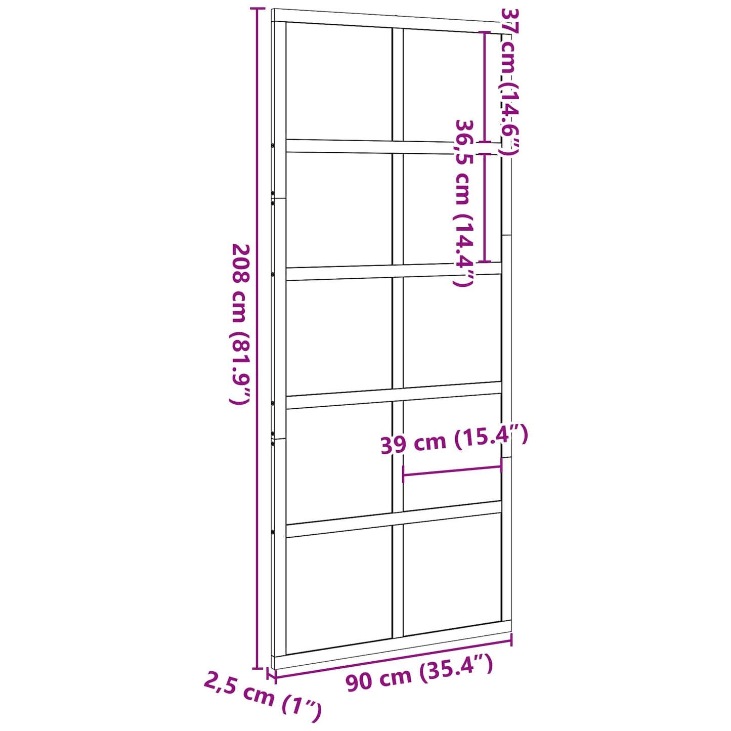 Barn Door Wax brown 90 x 208 cm Solid Pine Wood