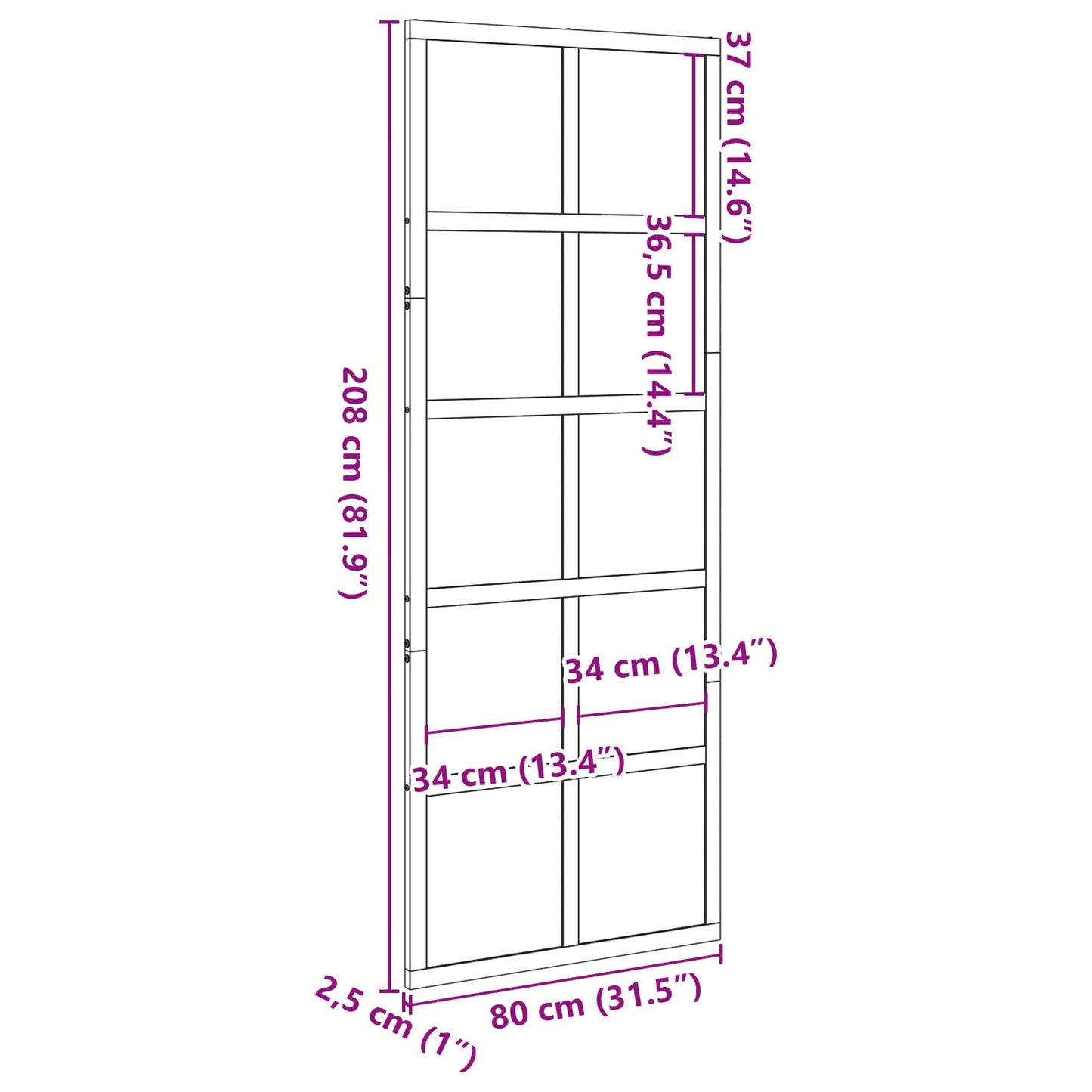Barn Door Wax brown 80 x 208 cm Solid Pine Wood