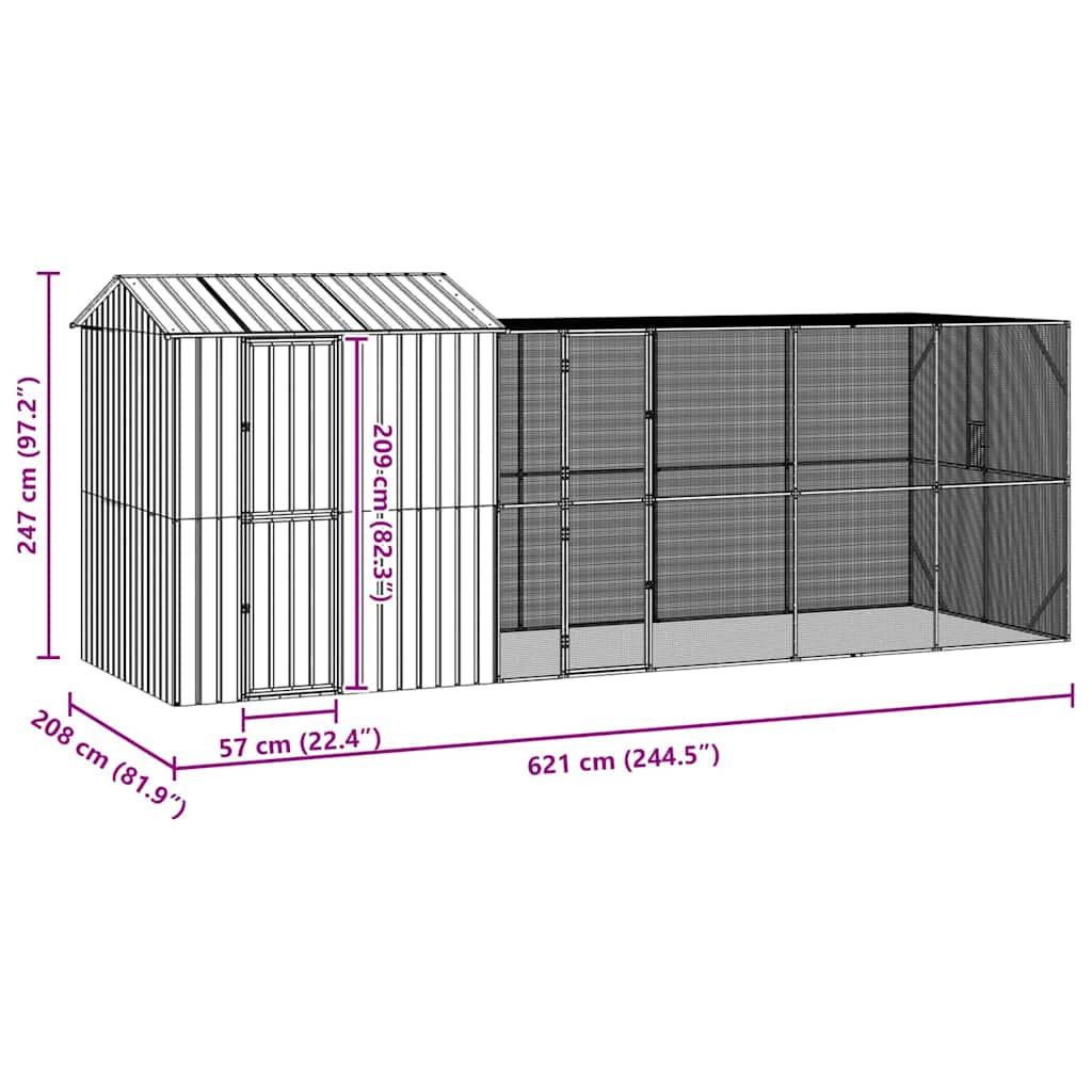 Bird Cage Anthracite 621 x 208 x 247 cm Galvanised Steel