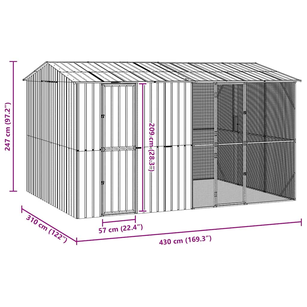 Bird Cage Anthracite 430 x 310 x 247 cm Galvanised Steel