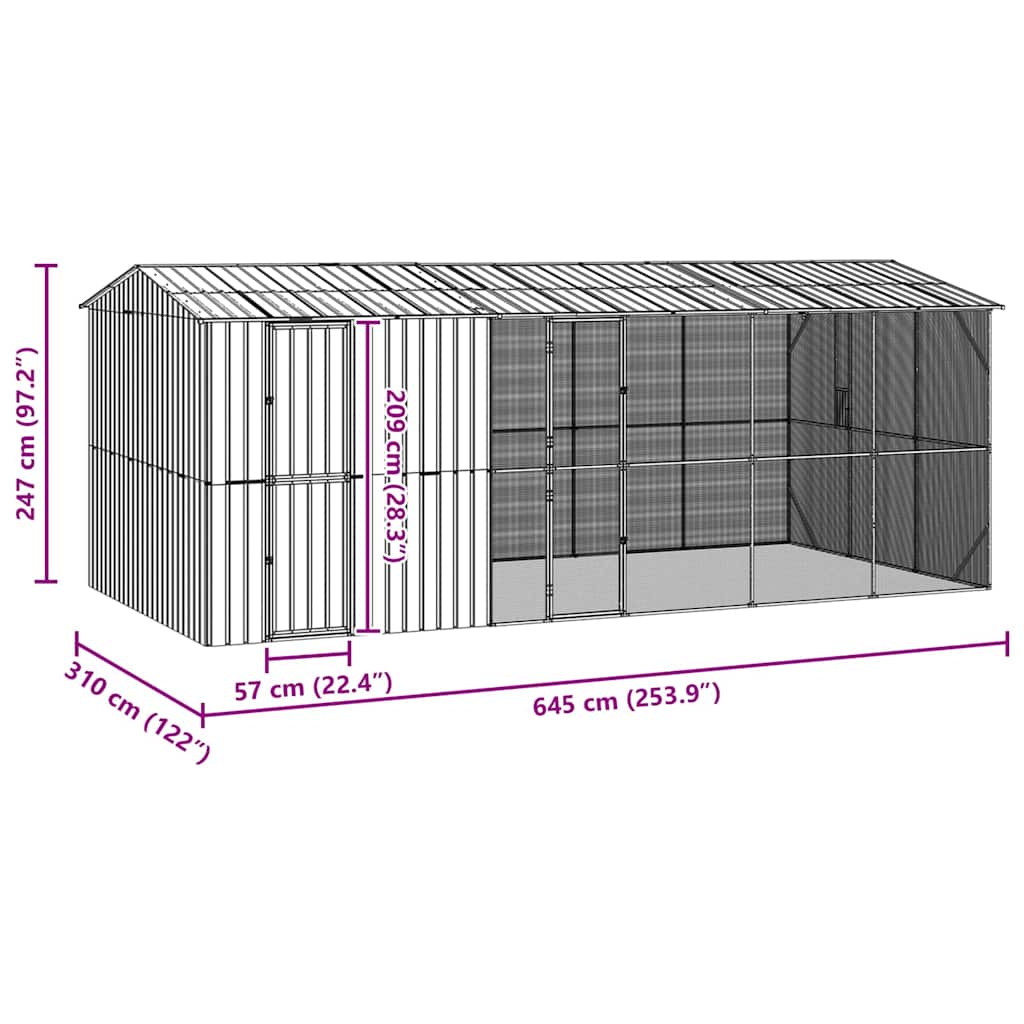 Bird Cage Anthracite 645 x 310 x 247 cm Galvanised Steel