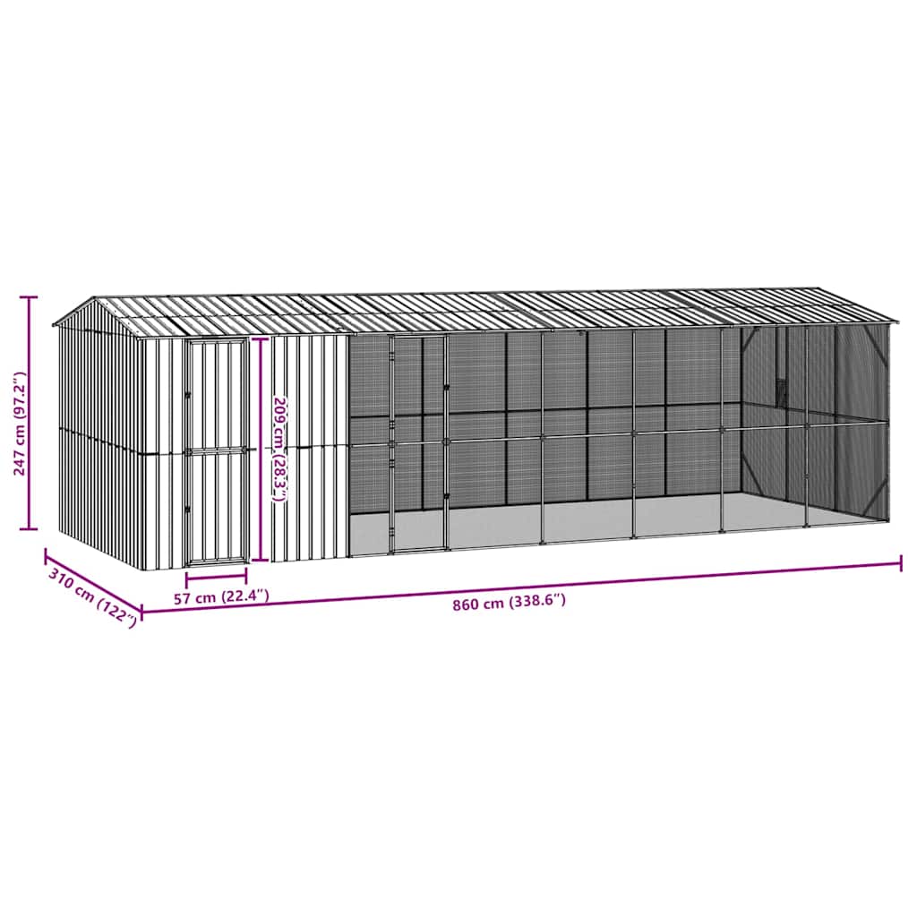 Bird Cage Anthracite 860 x 310 x 247 cm Galvanised Steel