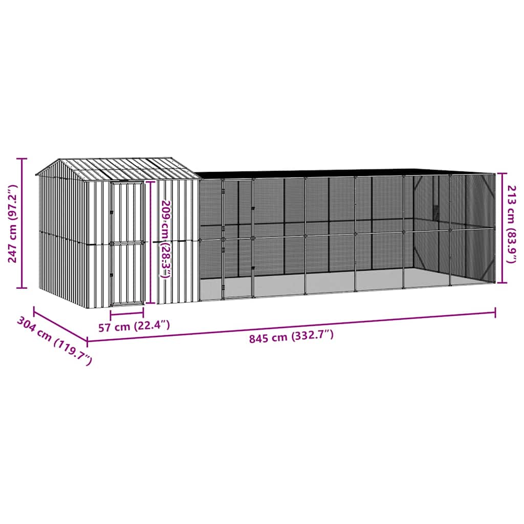 Bird Cage Anthracite 845 x 304 x 247 cm Galvanised Steel