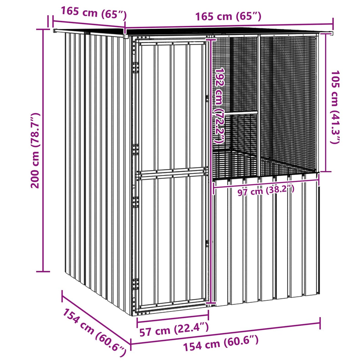 Bird Cage Anthracite 165 x 165 x 200 cm Galvanised Steel