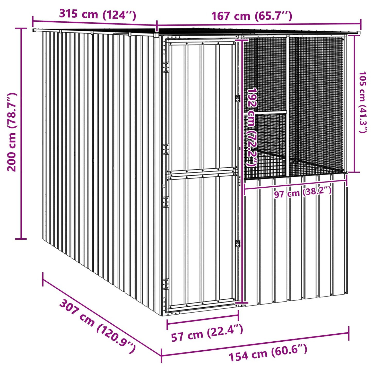 Bird Cage Anthracite 165 x 318 x 200 cm Galvanised Steel