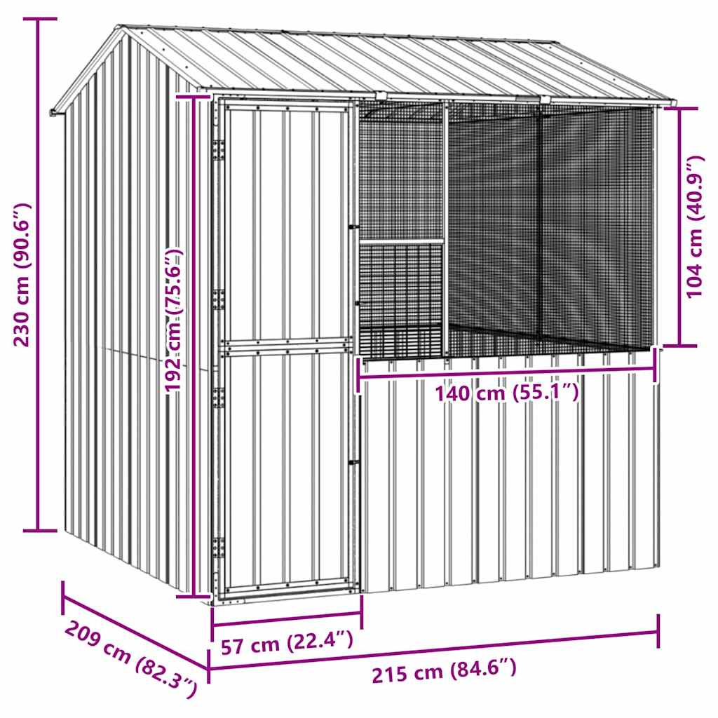 Bird Cage Anthracite 215 x 209 x 230 cm Galvanised Steel