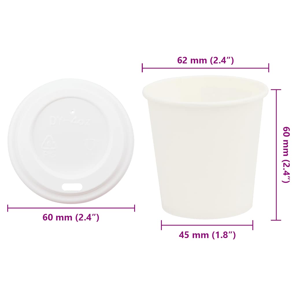 Paper Coffee Cups with Lids 1000 pcs 4oz 100ml