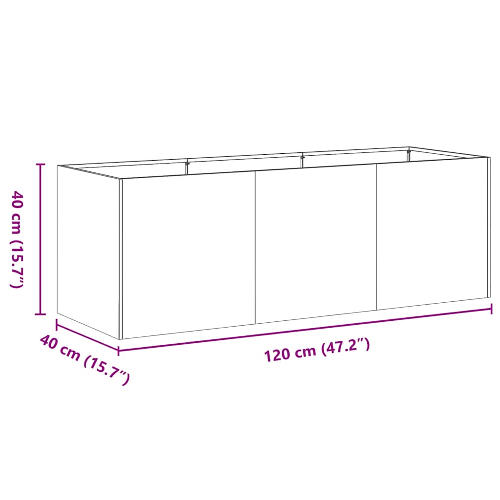Planter Anthracite 120x40x40 cm Cold-rolled Steel