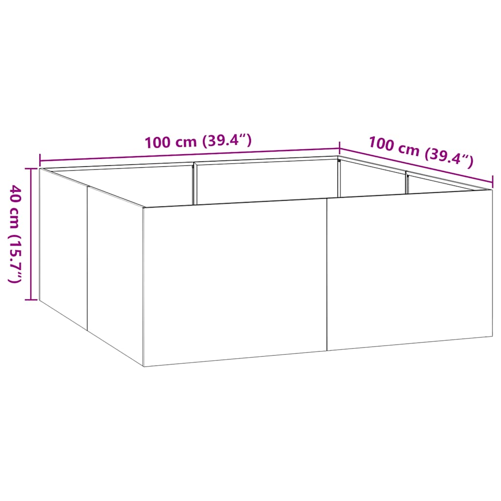 Planter 100x100x40 cm Stainless Steel