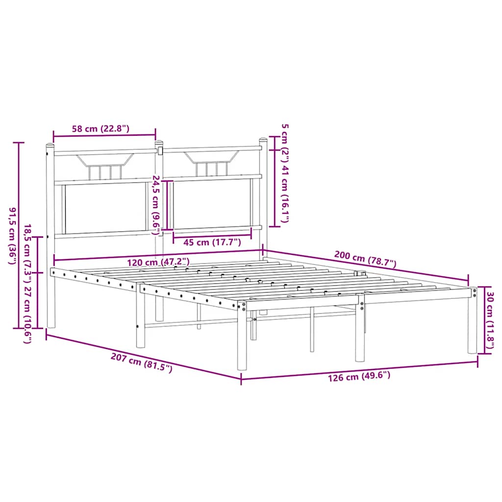 Bed Frame without Mattress Smoked Oak 120x200 cm Engineered Wood
