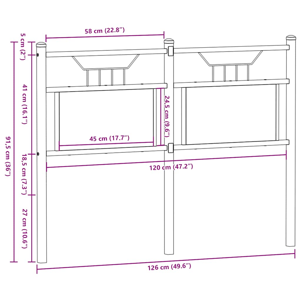 Replace Headboard Smoked Oak 120 cm Engineered Wood and Steel