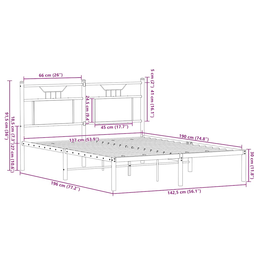 Bed Frame without Mattress Sonoma Oak 137x190 cm Engineered Wood