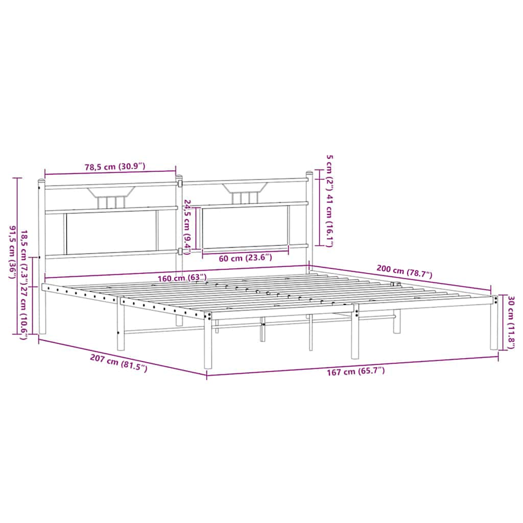 Bed Frame without Mattress Sonoma Oak 160x200 cm Engineered Wood