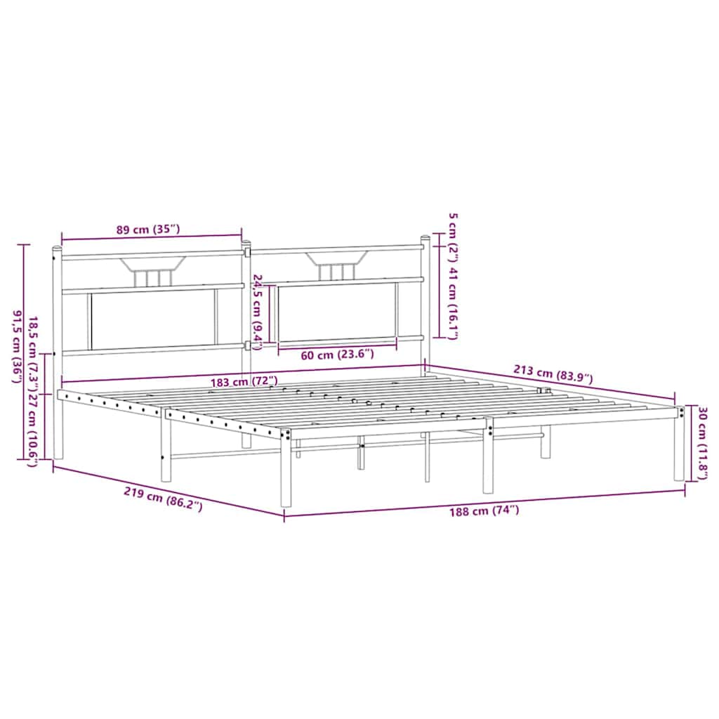 Bed Frame without Mattress Sonoma Oak 183x213 cm Engineered Wood