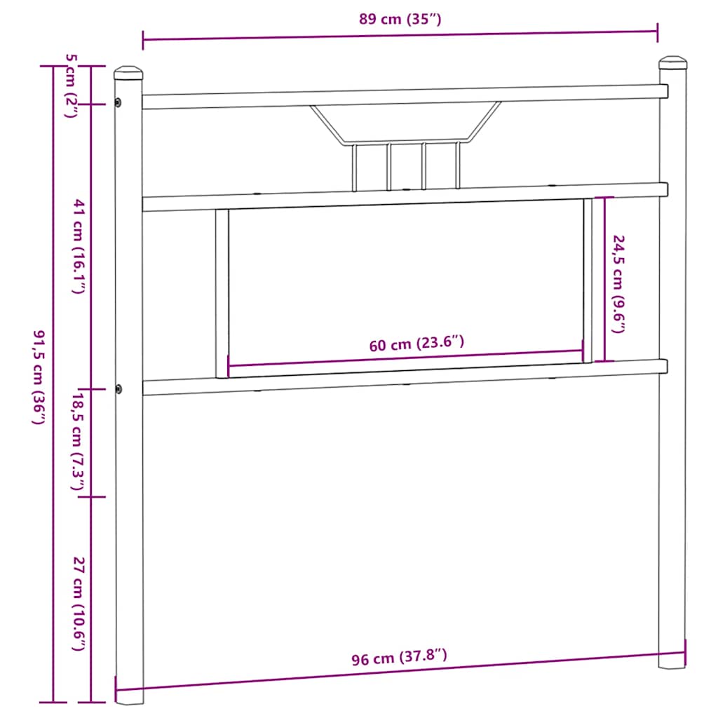 Replace Headboard Sonoma Oak 90 cm Engineered Wood and Steel